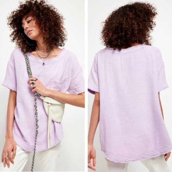 Free People Tops - FREE PEOPLE WE THE FREE Palo Alto Textured Gauzy Cotton Oversize Pocket Top Boho